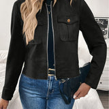 Damen Kurzjacke mit Pattentaschen und Reißverschluss