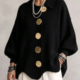 Damen Langarm-Strickjacke mit Knöpfen