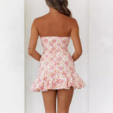 Damen Ärmelloses Mini-Kleid mit Rüschensaum