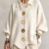 Damen Langarm-Strickjacke mit Knöpfen