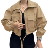 Damen Kurzjacke mit Kordelzug und elastischen Bündchen