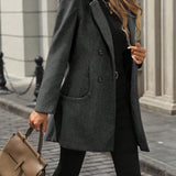 Damen Jacke mit großen Knöpfen, Reverskragen und Taschen