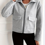 Damen Fleecejacke mit Reißverschluss und Klappentaschen
