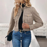Damen Kurzjacke mit Pattentaschen und Reißverschluss