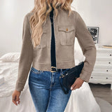 Damen Kurzjacke mit Pattentaschen und Reißverschluss