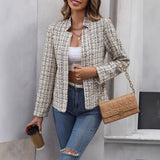 Damen Tweedjacke mit figurbetontem Schnitt und offenem Design