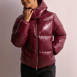 Damen Steppjacke mit verstellbarer Kapuze und Reißverschlusstaschen