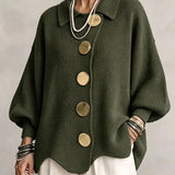 Damen Langarm-Strickjacke mit Knöpfen