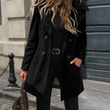 Damen Jacke mit großen Knöpfen, Reverskragen und Taschen