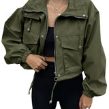 Damen Kurzjacke mit Kordelzug und elastischen Bündchen
