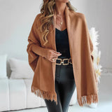 Damen Poncho mit Fransen