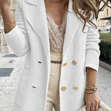Damen Strickblazer mit doppelter Knopfleiste und Reverskragen