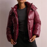 Damen Steppjacke mit verstellbarer Kapuze und Reißverschlusstaschen