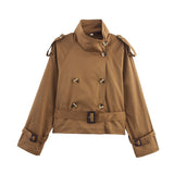 Damen Trenchjacke mit Gürtel und doppelter Knopfleiste