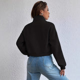 Damen cropped Freizeitjacke mit Taschen und Reißverschluss