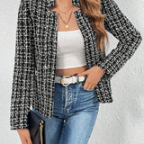 Damen Tweedjacke mit figurbetontem Schnitt und offenem Design