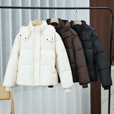 Damen kurze Steppjacke mit herausnehmbarem Kragenpolster