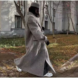 Damen Oversized Langarm Maxi-Mantel mit Taschen