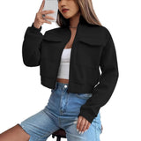 Damen cropped Freizeitjacke mit Taschen und Reißverschluss