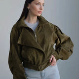 Damen Kurzjacke mit asymmetrischem Reißverschluss und tailliertem Schnitt