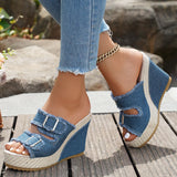Gaelle | Fray Edge Wedge Sandals