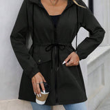 Damen wasserabweisende Übergangsjacke mit Taillenzug und Kapuze