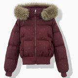 Damen kurzer gesteppter Blouson mit abnehmbarer Kapuze