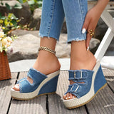 Gaelle | Fray Edge Wedge Sandals