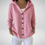 Josephine - Sieviešu Elegants Hooded Buttoned kardigāns