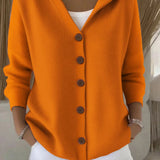 Josephine - Sieviešu Elegants Hooded Buttoned kardigāns