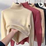 Leonie - Beigefarbener Rollkragenpullover Mit Fleece Futter