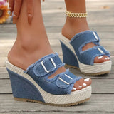 Gaelle | Fray Edge Wedge Sandals