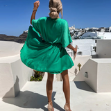 Jana | Damen V-Ausschnitt Mini-Kleid mit kurzen Ärmeln