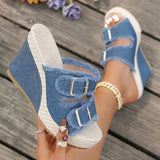 Gaelle | Fray Edge Wedge Sandals