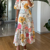 CAMILLE – ELEGANTES BLOOM PUFF-SLEEVE KLEID