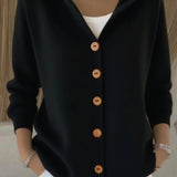 Josephine - Sieviešu Elegants Hooded Buttoned kardigāns