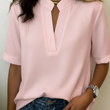 Margaux - Šiks blūze ar V - Neck un Zelts Detail