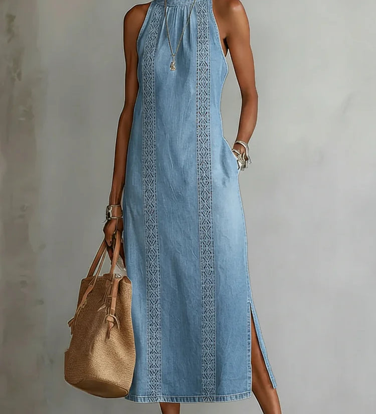 Soline | Vintage Lace Denim Dress