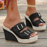 Gaelle | Fray Edge Wedge Sandals