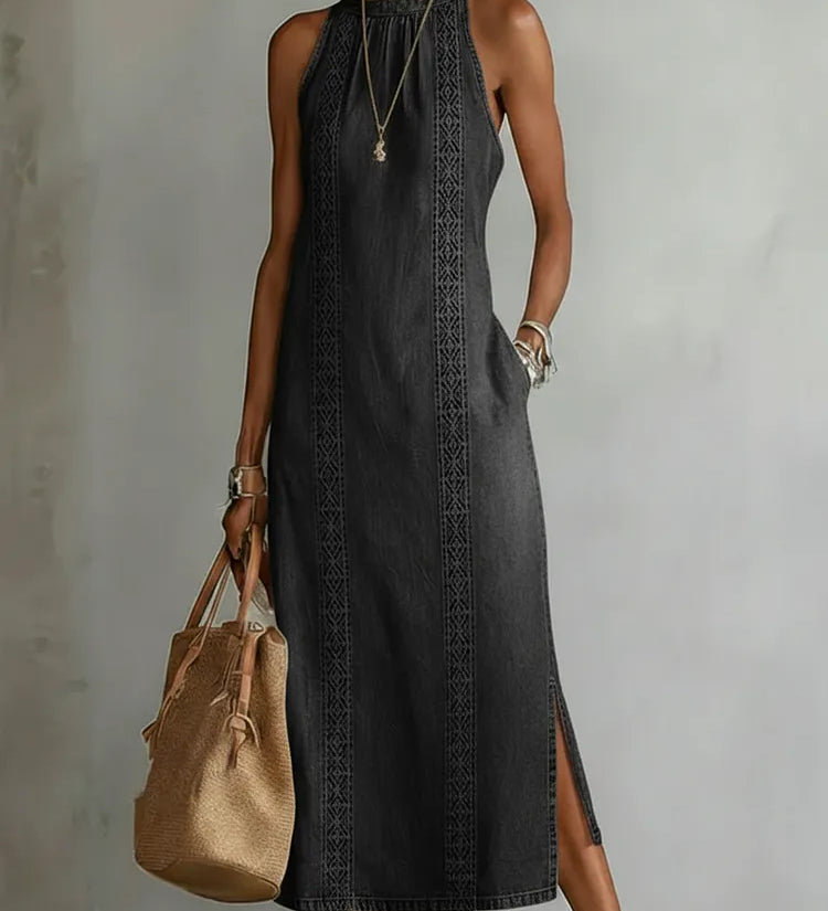 Soline | Vintage Lace Denim Dress