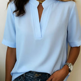 Margaux - Šiks blūze ar V - Neck un Zelts Detail