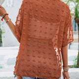 Vienkrāsains jacquard auduma pusgarais mētelis