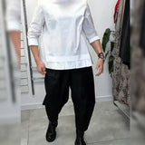100% Kokvilnas Blūze Liela Apkakle Vienkrāsaina Ikdienas