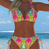 Krāsains Bikini ar Kakla Siksnu