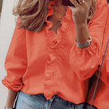 Boho stilā ķīmiskā blūze ar volāniem
