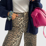 Chandra - Vintage džinsi ar Leopard apdruka