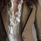 Radegonde Houndstooth Tweed Pielāgotā Blazera