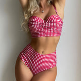 Bikini ar rūtiņām un plānām siksnām