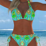 Krāsains Bikini ar Kakla Siksnu