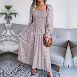 Lotte™ Elegante Beigā Garām Piedurknēm Maxi Kleita